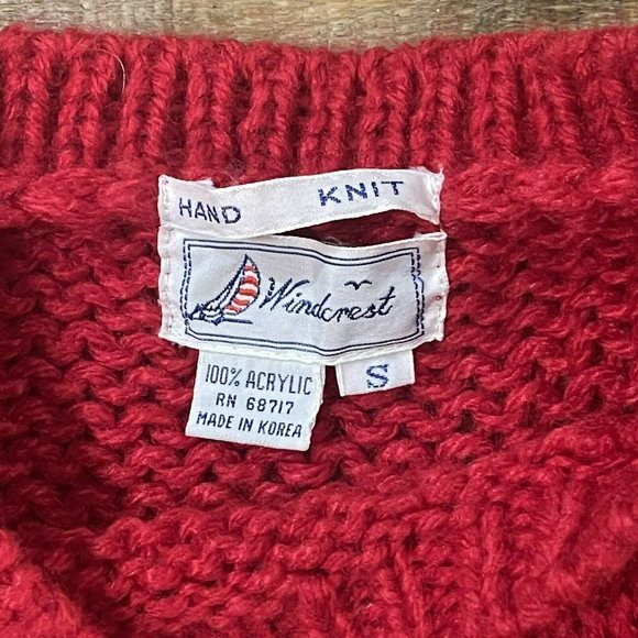 VTG Windcrest Hand Knit Women's Christmas Sweater Sz S Victorian Rocking Horse - Picture 4 of 8